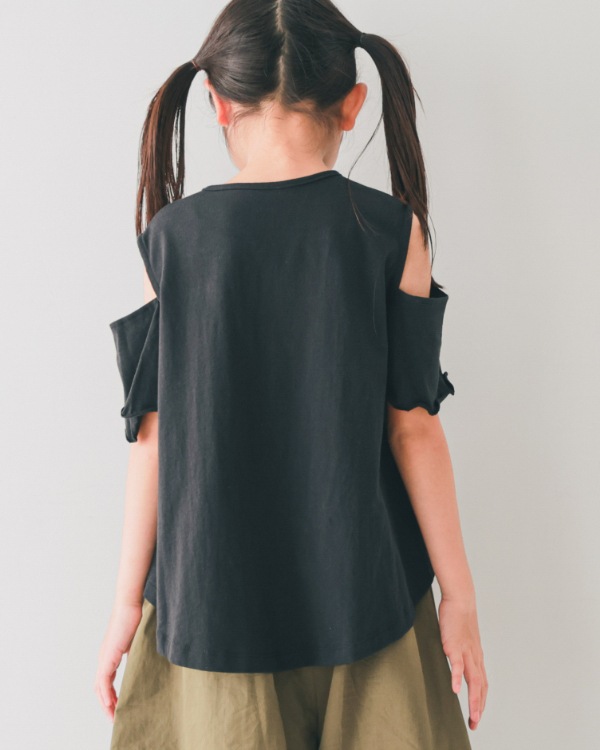 【エヌエイチティー】オフショルダー Tシャツ / ブラック