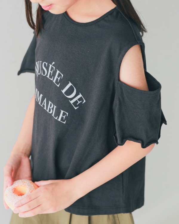 【エヌエイチティー】オフショルダー Tシャツ / ブラック