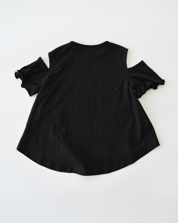 【エヌエイチティー】オフショルダー Tシャツ / ブラック