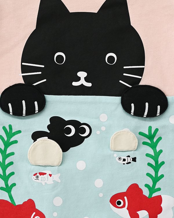 【チークルーム】ねこと水槽 Tシャツ / ピンク  