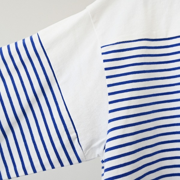 【25FW】ボーダー切り替え L/S Tシャツ / ホワイト