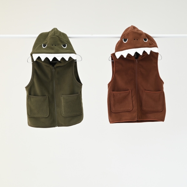 【25FW】恐竜 フリースベスト / オリーブ