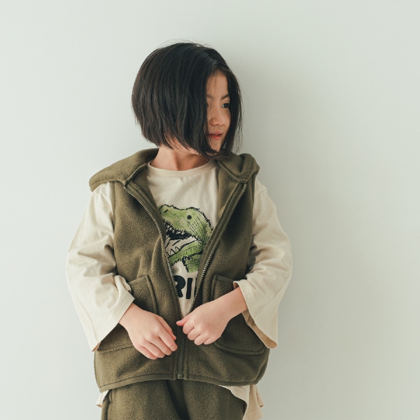 【25FW】恐竜 フリースベスト / オリーブ