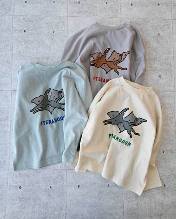 【ニコフラート】プテラノドンロングＴシャツ / グレー