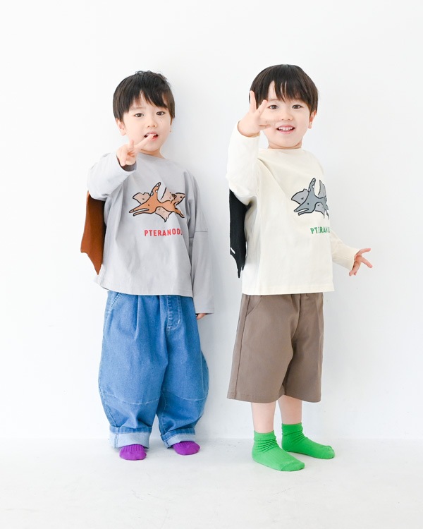 【ニコフラート】プテラノドンロングＴシャツ / グレー