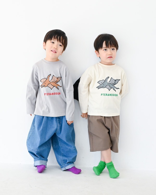 【ニコフラート】プテラノドンロングＴシャツ / グレー