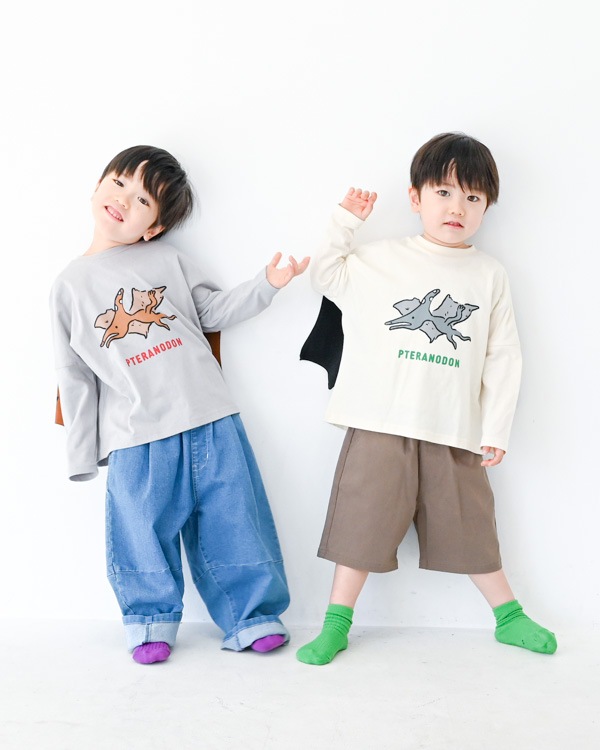 【ニコフラート】プテラノドンロングＴシャツ / グレー