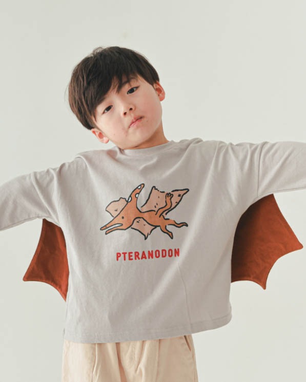 【ニコフラート】プテラノドンロングＴシャツ / グレー
