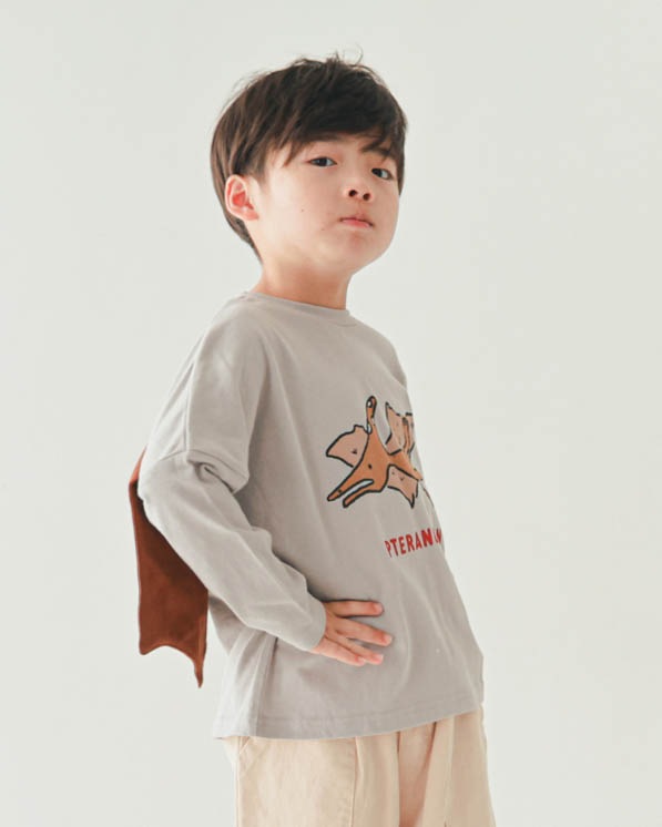 【ニコフラート】プテラノドンロングＴシャツ / グレー