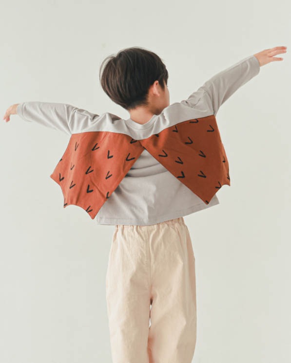 【ニコフラート】プテラノドンロングＴシャツ / グレー