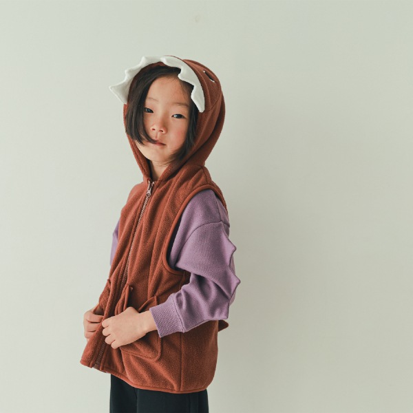 【25FW】恐竜 フリースベスト / ブラウン