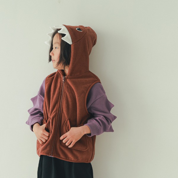 【25FW】恐竜 フリースベスト / ブラウン