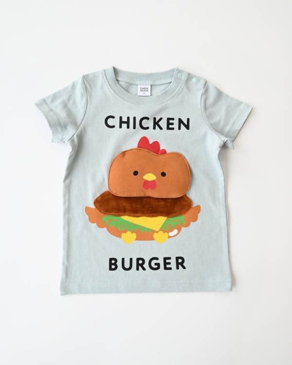 【チークルーム】チキンバーガーTシャツ / サックス