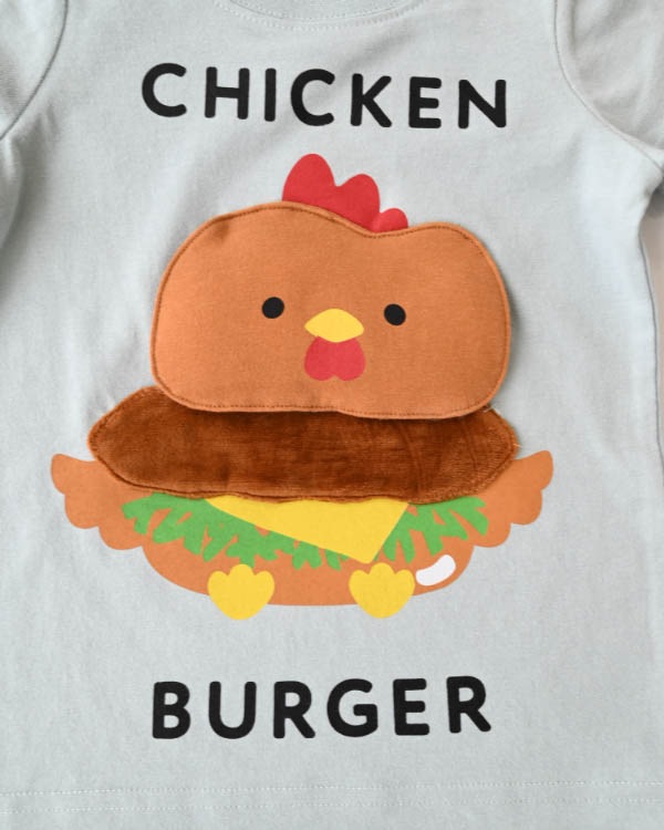 【チークルーム】チキンバーガーTシャツ / サックス