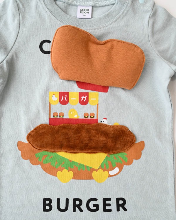 【チークルーム】チキンバーガーTシャツ / サックス