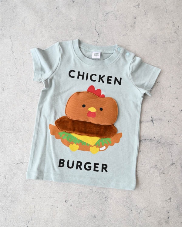 【チークルーム】チキンバーガーTシャツ / サックス
