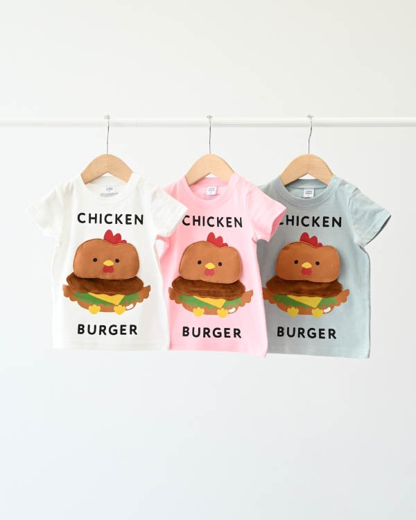 【チークルーム】チキンバーガーTシャツ / サックス