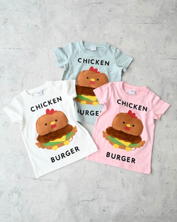 【チークルーム】チキンバーガーTシャツ / サックス