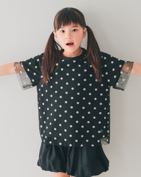 【エヌエイチティー】ドットチュール Tシャツ / ブラック