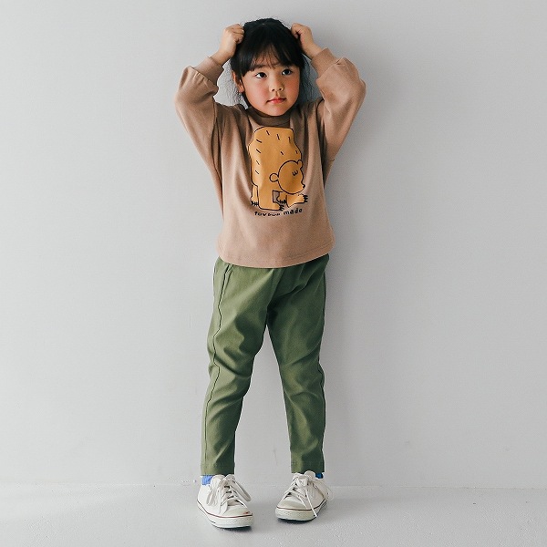 【定番】テーパードスリムパンツ/ カーキ