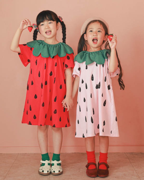 【ニコフラート】いちごワンピース / レッド