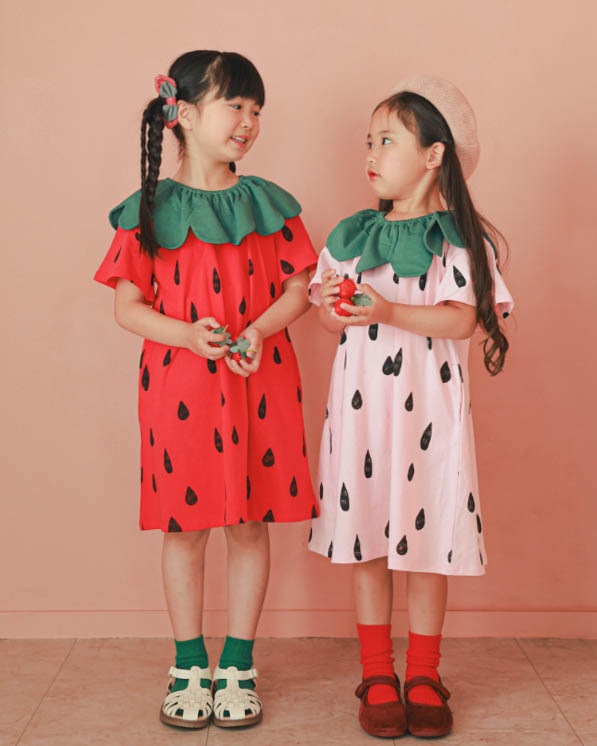 【ニコフラート】いちごワンピース / レッド