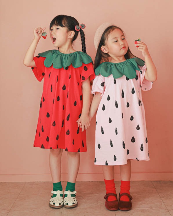 【ニコフラート】いちごワンピース / レッド