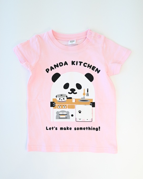 【チークルーム】パンダキッチン Tシャツ / ピンク
