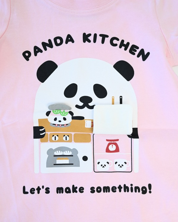 【チークルーム】パンダキッチン Tシャツ / ピンク