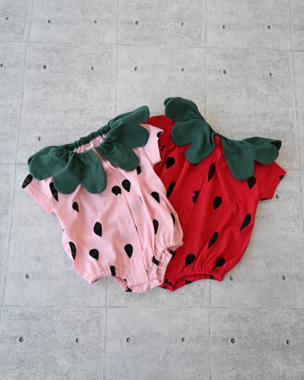 【26PS】いちごロンパース / ピンク