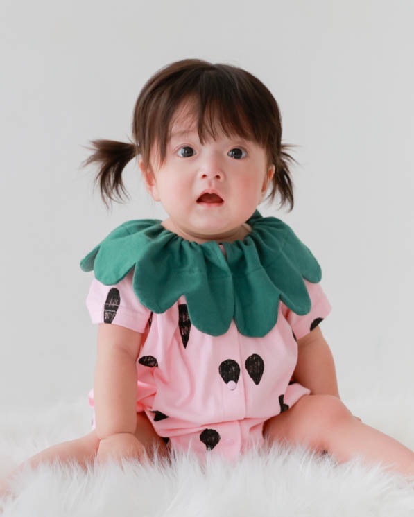 【26PS】いちごロンパース / ピンク