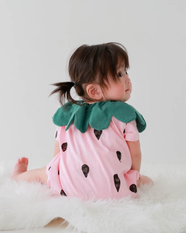 【26PS】いちごロンパース / ピンク