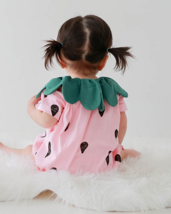 【26PS】いちごロンパース / ピンク