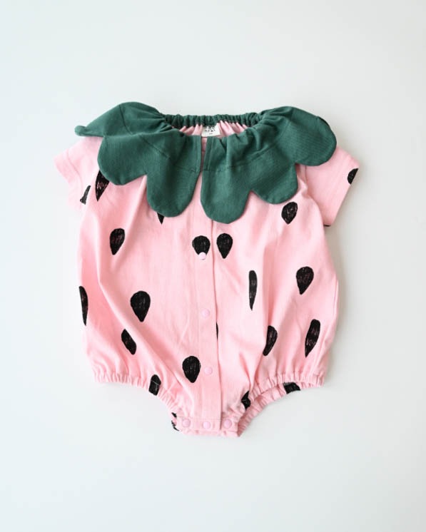 【26PS】いちごロンパース / ピンク