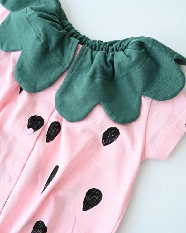 【26PS】いちごロンパース / ピンク