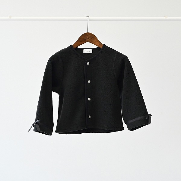 【25FW】フリースリボンカーディガン / ブラック