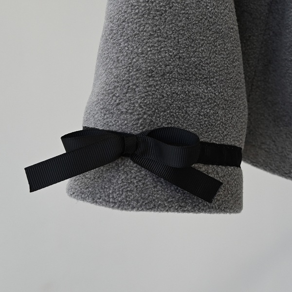 【25FW】フリースリボンカーディガン / ブラック