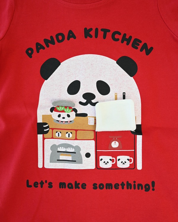 【チークルーム】パンダキッチン Tシャツ / レッド