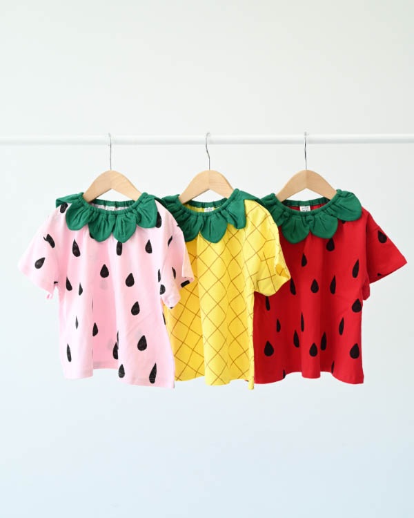 【ニコフラート】いちご・パインなりきり Tシャツ / ピンク