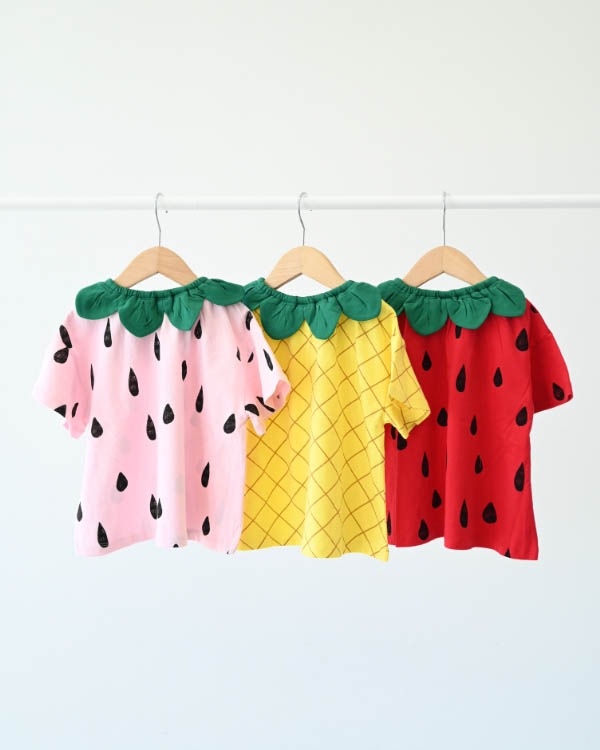 【ニコフラート】いちご・パインなりきり Tシャツ / ピンク