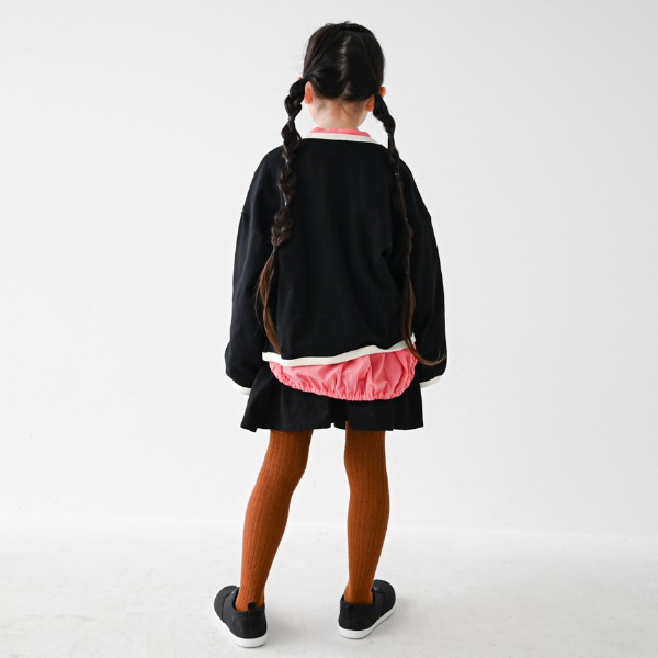 【25FW】配色 ドルマンカーディガン / ブラック