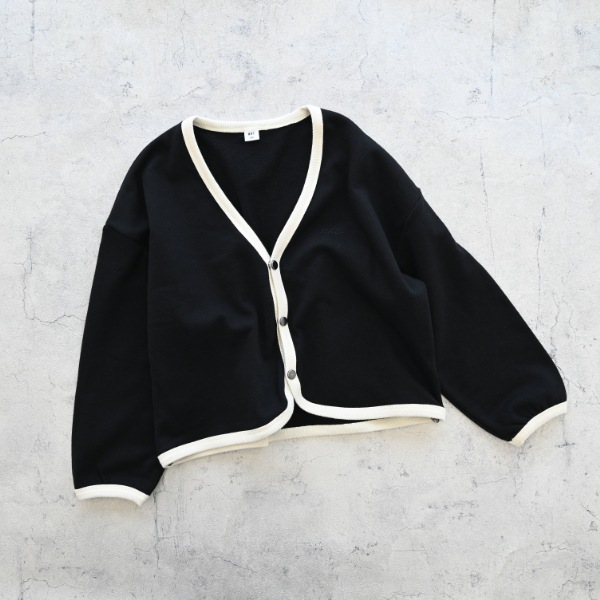 【25FW】配色 ドルマンカーディガン / ブラック
