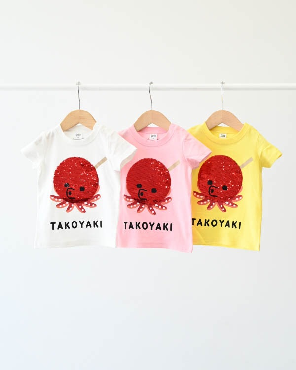 【チークルーム】スパンコールたこ焼きTシャツ / オフホワイト