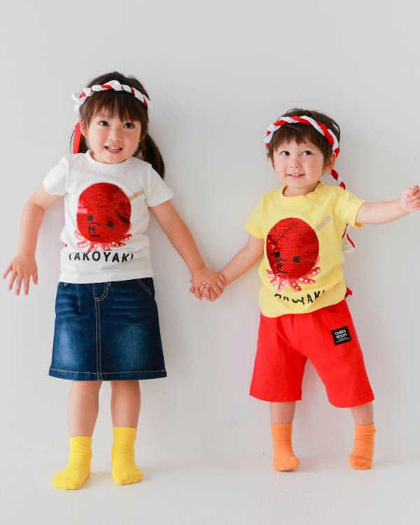 【チークルーム】スパンコールたこ焼きTシャツ / オフホワイト