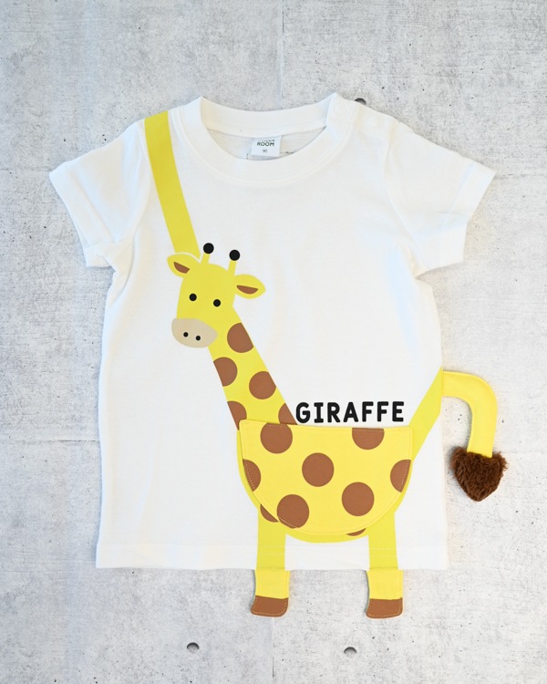 【チークルーム】きりんポシェット Tシャツ / オフホワイト