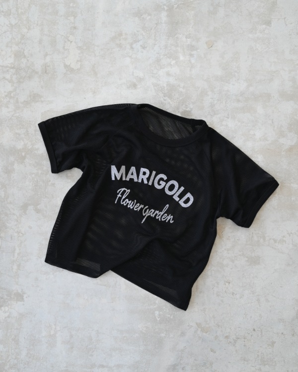 【エヌエイチティー】MARIGOLDメッシュ Tシャツ / ブラック