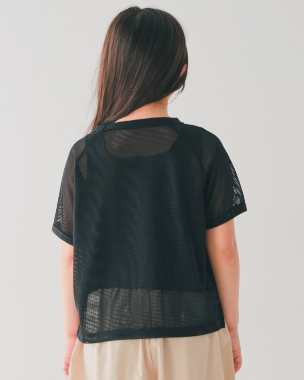 【エヌエイチティー】MARIGOLDメッシュ Tシャツ / ブラック