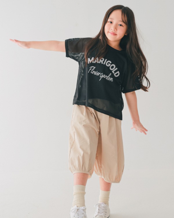 【エヌエイチティー】MARIGOLDメッシュ Tシャツ / ブラック