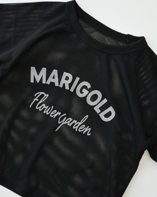 【エヌエイチティー】MARIGOLDメッシュ Tシャツ / ブラック