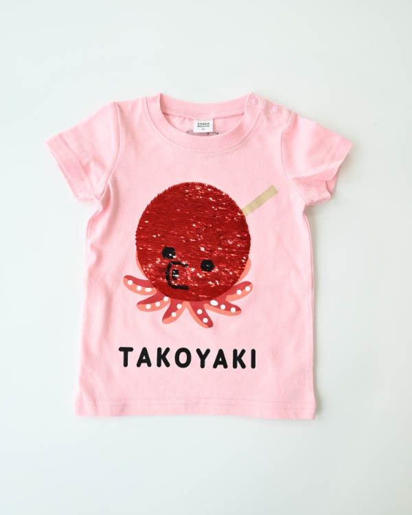 【チークルーム】スパンコールたこ焼きTシャツ / ピンク